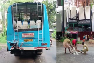 Bus Accidant In Chiyyaram  Bus Accidant In Thrissur Chiyyaram  Bus Accidant  Bus Accidant In Thrissur  തൃശൂര്‍ ചിയ്യാരത്ത് ബസ് അപകടം  ബസ് അപകടം  ബസിന് പുറകില്‍ മറ്റൊരു ബസ് ഇടിച്ച് അപകടം  Overspeeding of buses  ബസുകളുടെ അമിതവേഗത