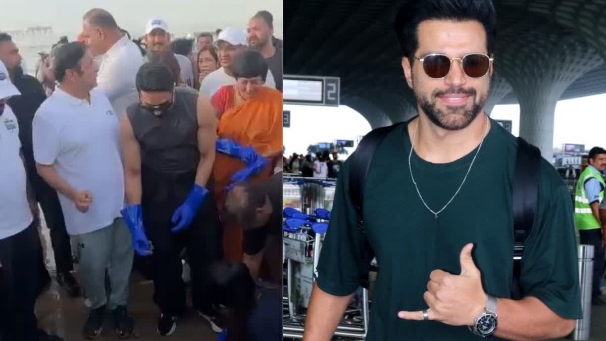 Ayushmann Khurrana Rithvik Dhanjani clean the beach after Ganesh Visarjan 2024 WATCH