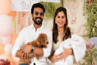 Telugu superstar Ram Charan and his wife Upasana Konidela were spotted with their baby girl Klin Kaara at the Hyderabad airport on Wednesday departing for Italy, as actors Varun Tej and Lavanya Tripathi are all set to get married in the nation. The trio was accompanied by their pet dog, Rhyme. Several visuals of them arriving at the airport have now surfaced on the internet.