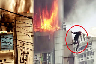 Man jumps off roof to escape from the blaze