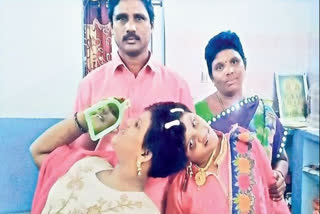 Conjoined twins Veena and Vani Murali with their parents Maragani Murali and Nagalakshmi