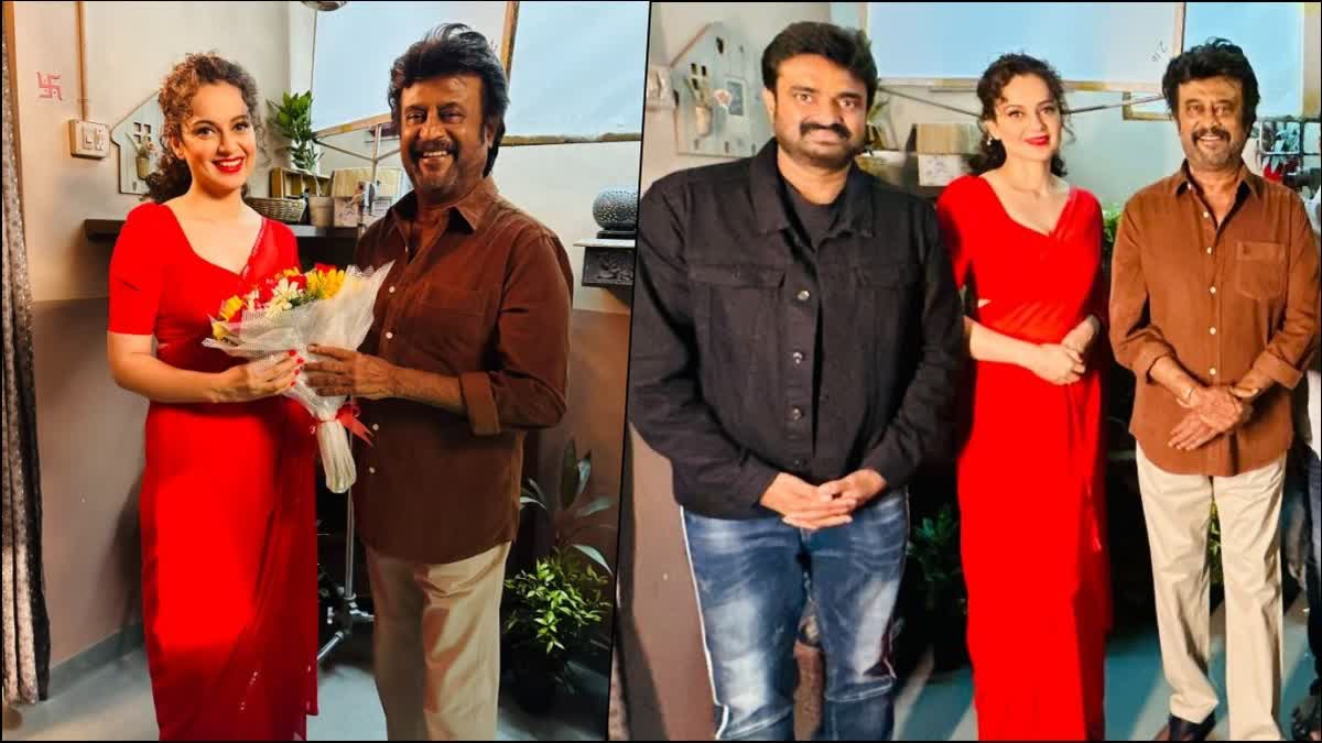 Rajinikanth surprise visit on Kangana Ranaut shooting set