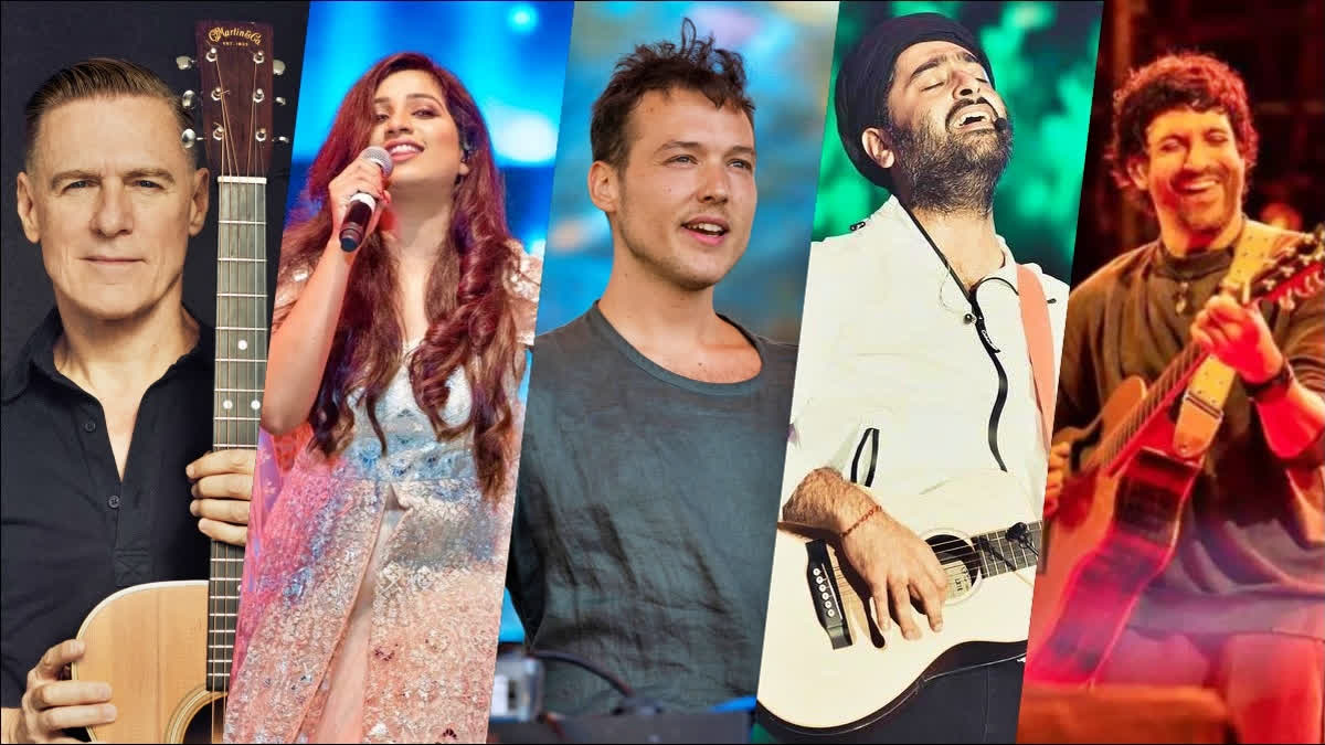 L-R: Bryan Adams, Shreya Ghoshal, Ben Bohmer, Arijit Singh and Farhan Akhtar