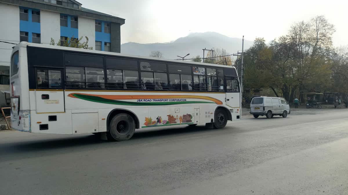 SRTC Bus plying on a road in Kashmir