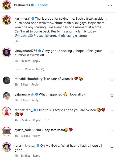 Reactions on Kashmera Shah's Instagram post