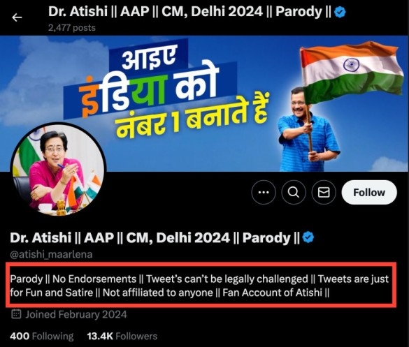 Fact Check: Post From A Parody Account Is Shared As Delhi CM Atishi's Tweet