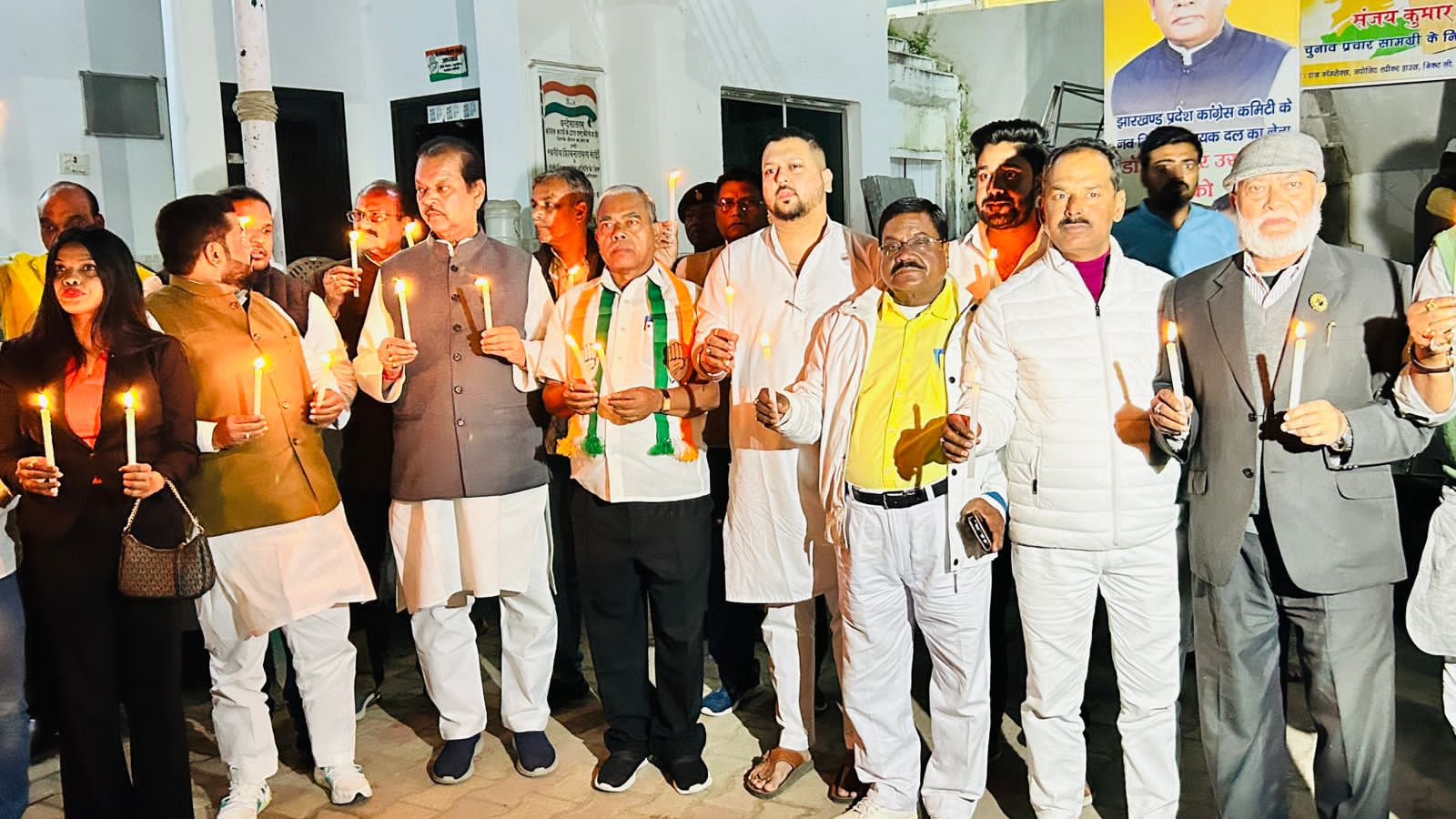 Congress leaders protested against ongoing violence in Manipur by lighting candles in Ranchi