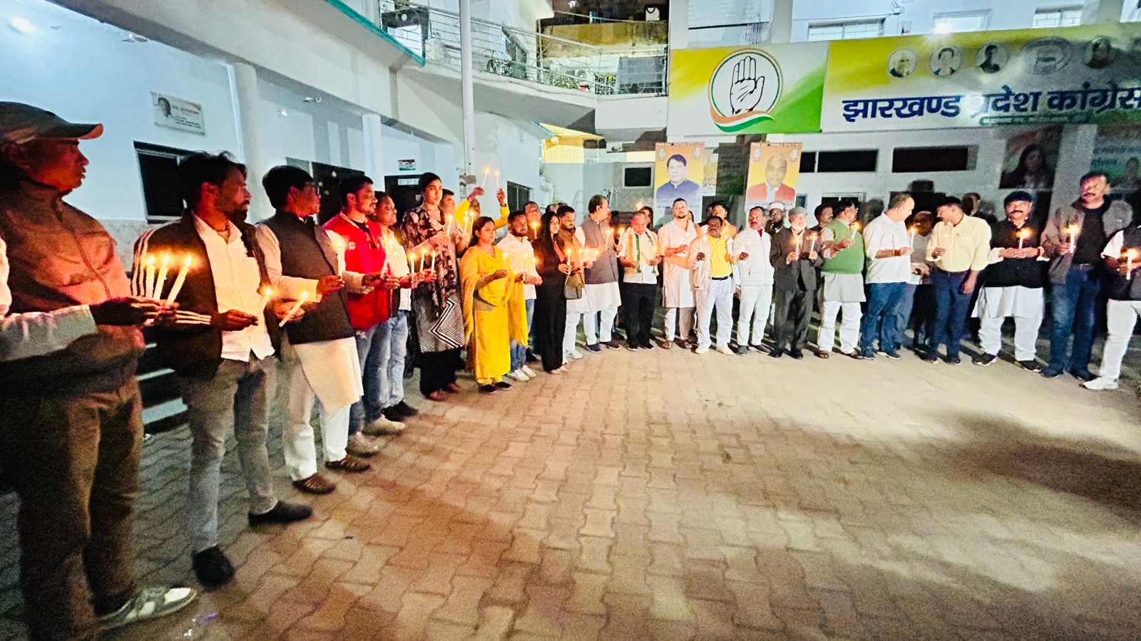 Congress leaders protested against ongoing violence in Manipur by lighting candles in Ranchi