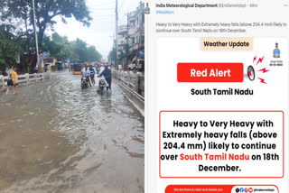 Heavy rain in southern district of Tamil Nadu Red alert for four districts