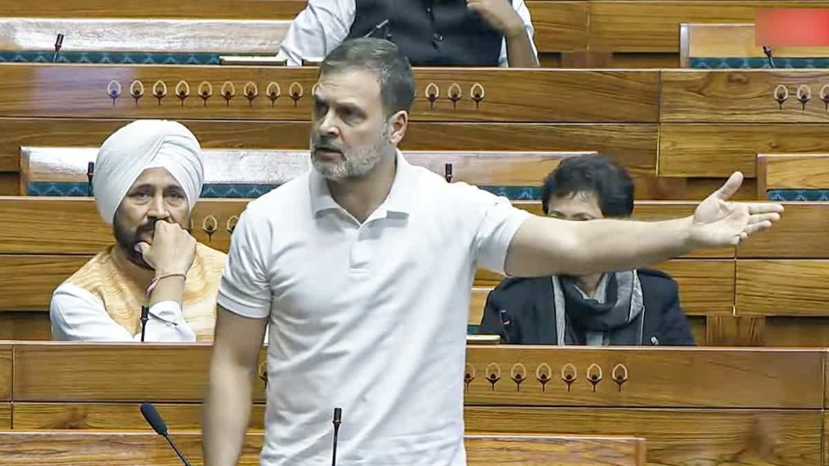 Lok Sabha LoP Rahul Gandhi speaks in the House during the Winter Session of the Parliament, in New Delhi