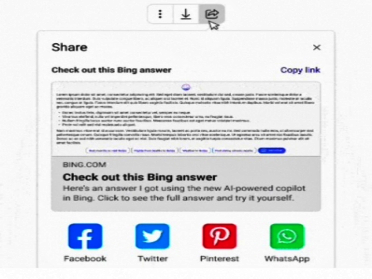 AI Bing's new feature lets users share chat responses