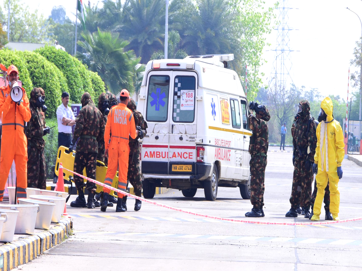 Mockdrill in National Disaster Management Force Mockdrill in Rohtak IMT Police Station Rohtak Police Control Room