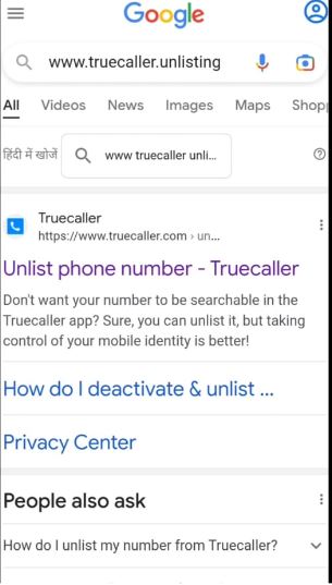 unlist phone number on truecaller