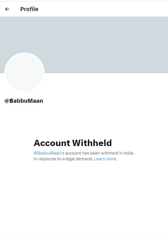 Babbu Maan Twitter account banned