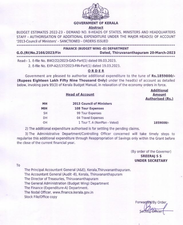 Additional trans allowance for ministers  ministers  ministers in kerala  kerala news updtes  latest news in kerala  സംസ്ഥാനത്ത് കടുത്ത സാമ്പത്തിക പ്രതിസന്ധി  മന്ത്രിമാര്‍ക്ക് അധിക യാത്രബത്ത