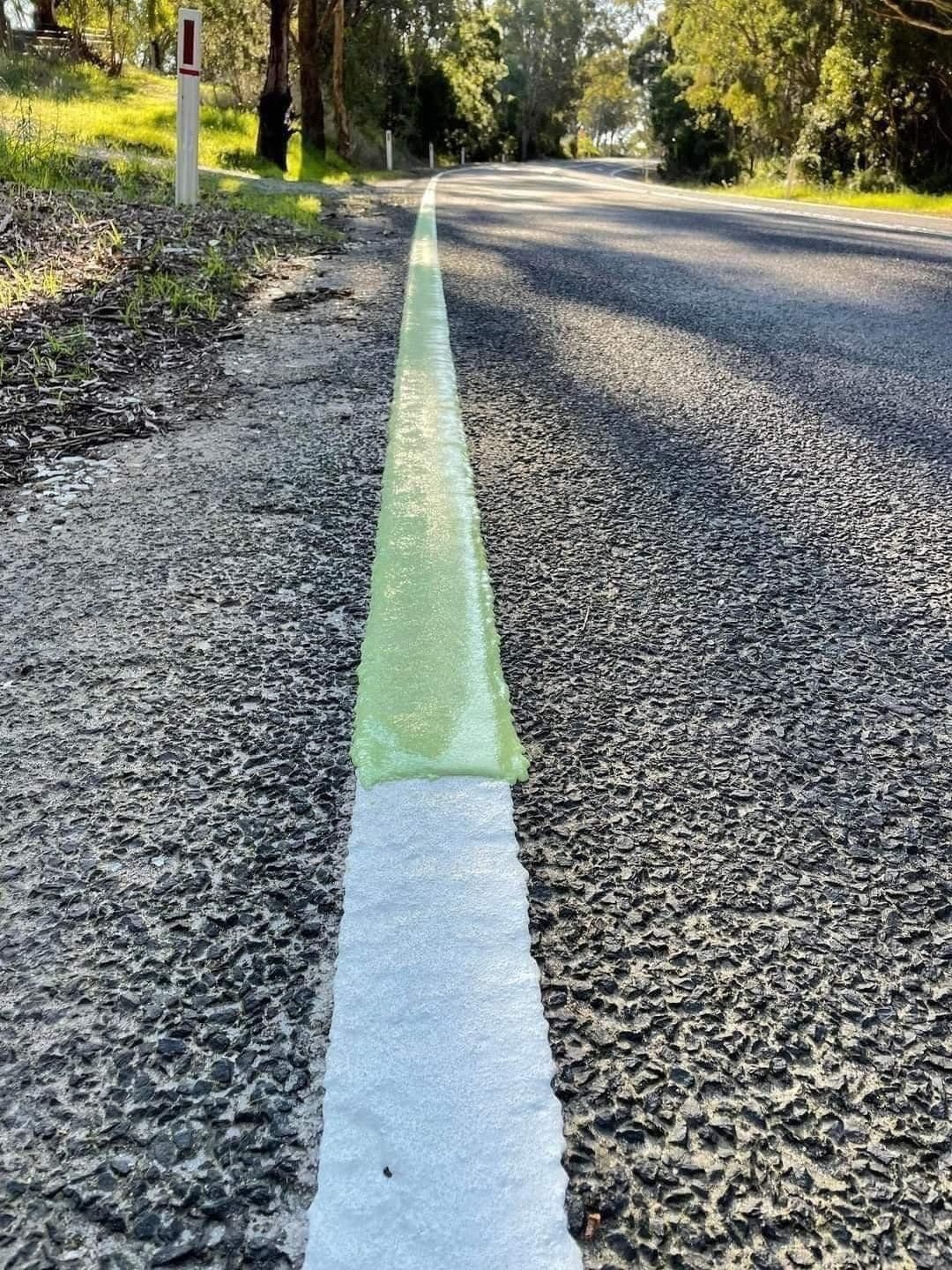 Night glow paint used on roads in Himachal