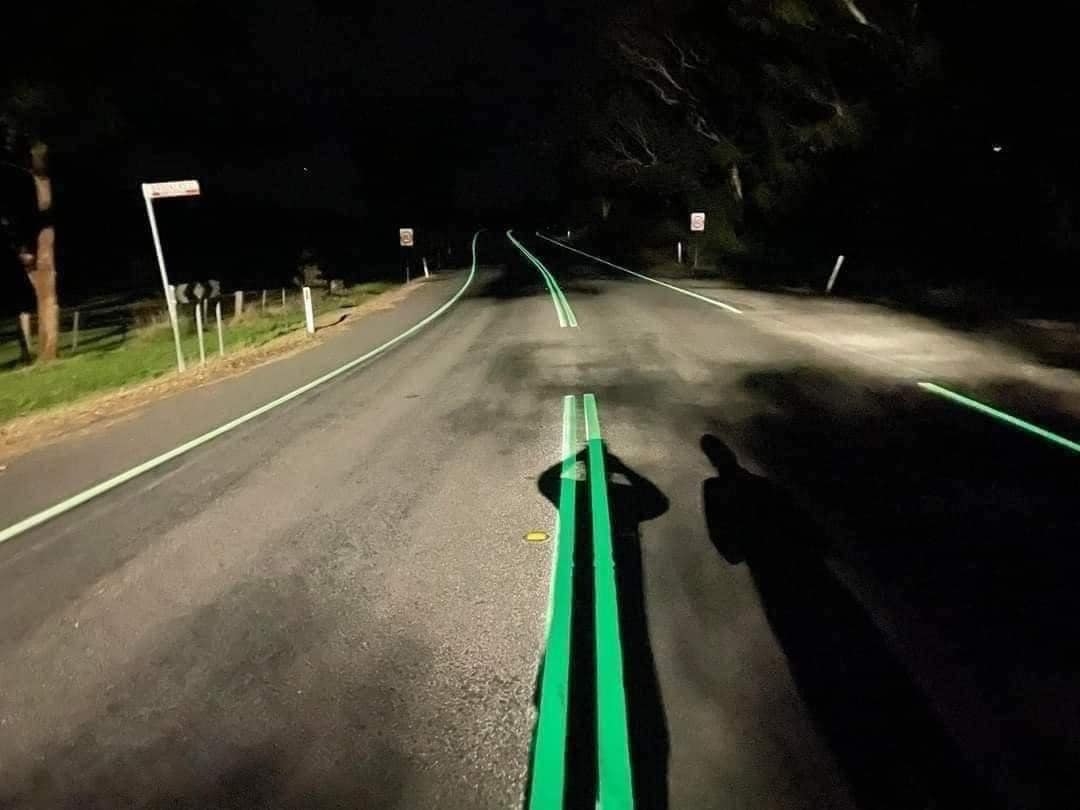 Night glow paint used on roads in Himachal