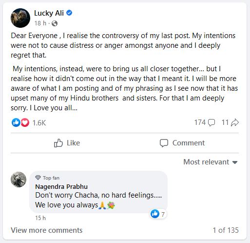 Lucky Ali Controversial Post