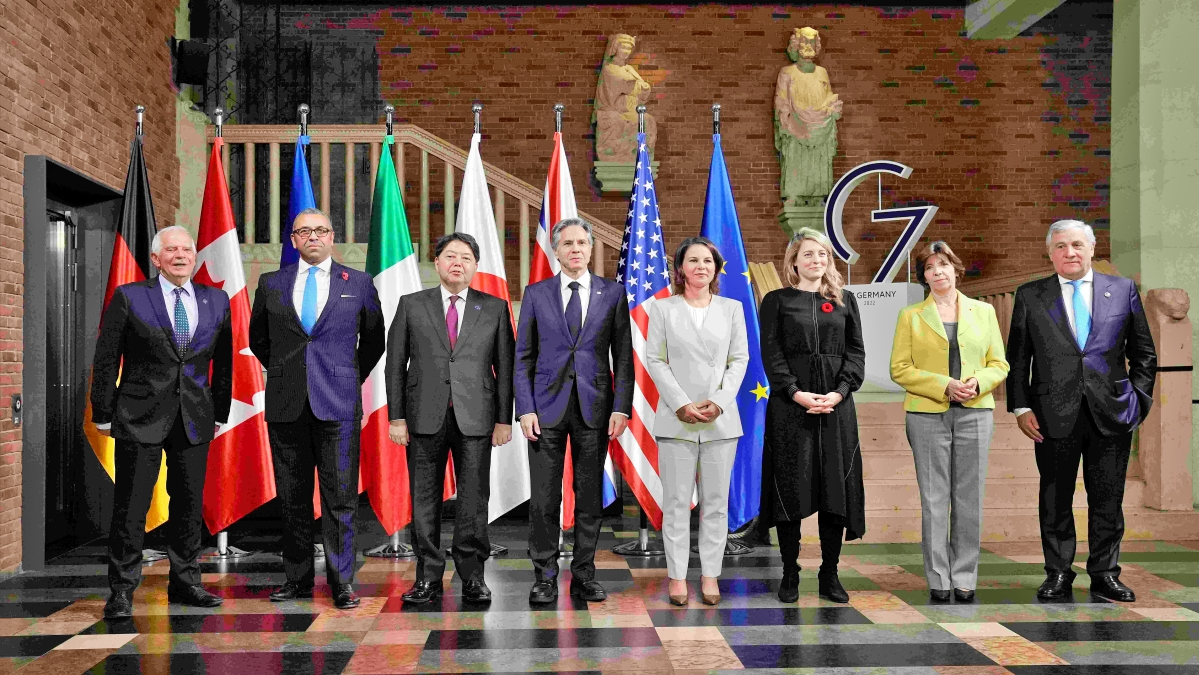 diplomats to grapple with Ukraine  G7 diplomats to grapple with Ukraine  G7 diplomats grapple with Ukraine  WAR IN UKRAINE  NORTH KOREAN THREATS  ಮಸ್ಯೆಗಳನ್ನು ಮಟ್ಟ ಹಾಕಲು ಜಿ7 ಸಭೆಯಲ್ಲಿ ಚರ್ಚೆ  ಉತ್ತರ ಕೊರಿಯಾ ಸಮಸ್ಯೆ  ಸಮಸ್ಯೆಗಳನ್ನು ಮಟ್ಟಹಾಕಲು ಜಿ7 ಸಭೆ  ಉಕ್ರೇನ್‌ಗೆ ಅಣುಬಾಂಬ್​ ಹೆದರಿಕೆ  ಉತ್ತರ ಕೊರಿಯಾದ ಬೆದರಿಕೆಗಳು  ಚೀನಾ ತೈವಾನ್ ನಡುವೆ ಯುದ್ಧದ ಭೀತಿ