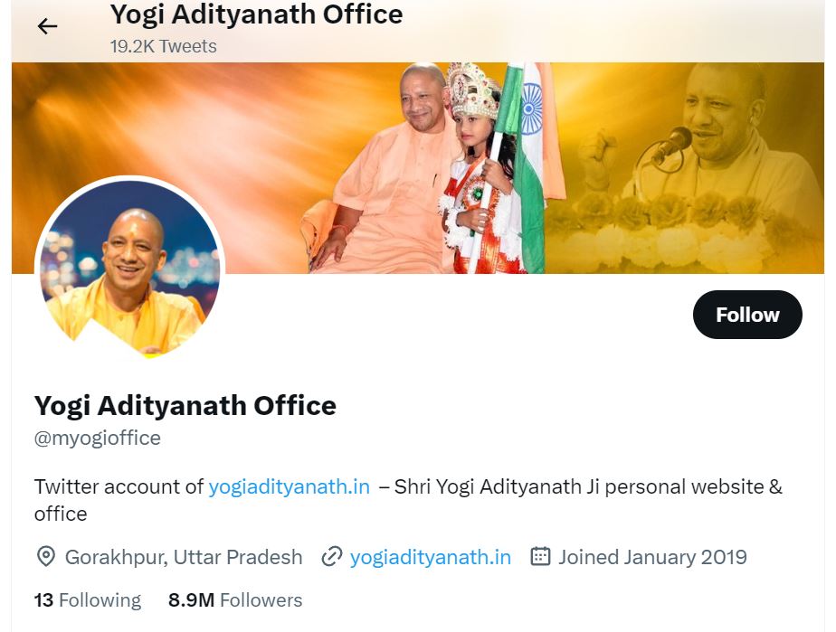 No Blue Tick on Yogi Adityanath Twitter Account