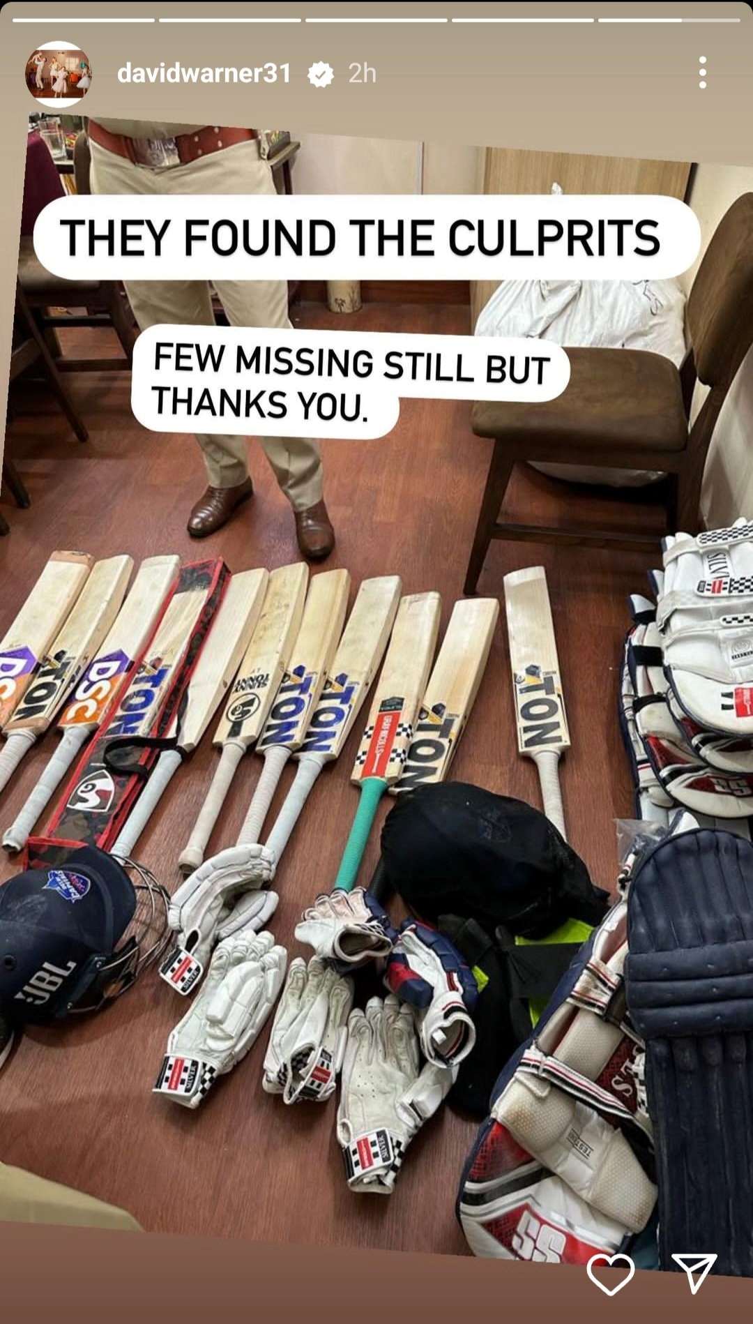 Delhi Capitals equipment theft case David Warner serves major update