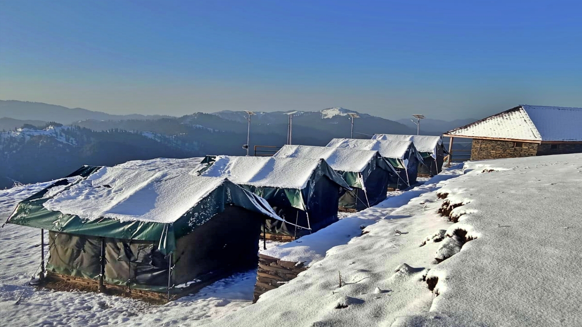 snowfall in Mata Shikari Temple area