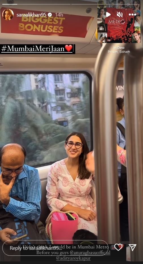 Sara Ali Khan travels by metro in Mumbai, shares video