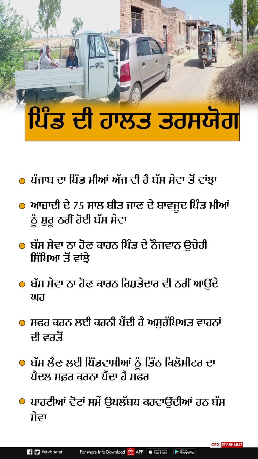 Mian village of Bathinda district has not received bus service till date