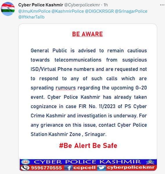 suspicious-isd-mobile-numbers-spreading-rumours-over-g20-summit-kashmir-police