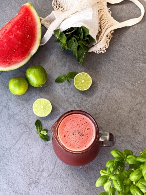 Watermelon and Basil Iced Tea