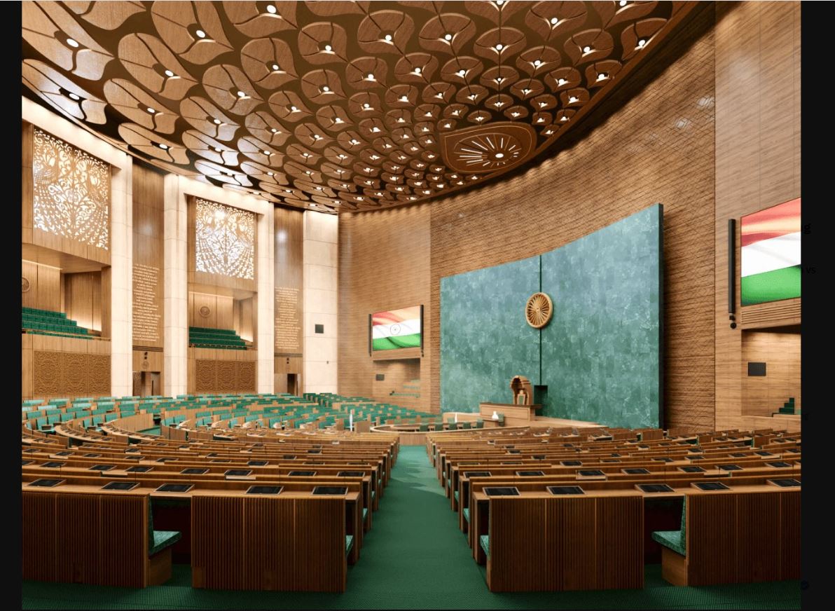 stage set for inaguration  inaguration of new parliament  new parliament building  narendra modi  parliament  bjp  draupadi murmu  latest national news  latest news today  നിയമനിര്‍മാണത്തിന് പുത്തന്‍ തലപ്പൊക്കം  പുതിയ പാര്‍ലമെന്‍റ് മന്ദിരം  പാര്‍ലമെന്‍റ് മന്ദിരം ഉദ്‌ഘാടനം  നരന്ദ്ര മോദി  രാഷ്‌ട്രപതി ദ്രൗപതി മുര്‍മു  പ്രധാന മന്ത്രി നരേന്ദ്ര മോദി  ടാറ്റാ പ്രൊജക്‌ട് ലിമിറ്റഡ്  ന്യൂഡല്‍ഹി ഏറ്റവും പുതിയ വാര്‍ത്ത  കോണ്‍ഗ്രസ്  ബിജെപി