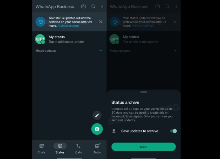 WhatsApp Status Archive Feature