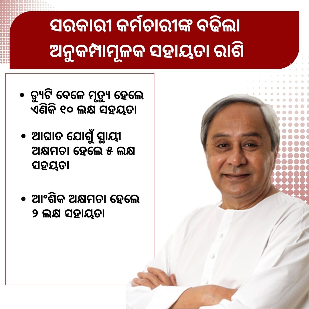 ଡ୍ୟୁଟି ସମୟରେ ମୃତ୍ୟୁ ହେଲେ ମିଳିବ ୧୦ ଲକ୍ଷ