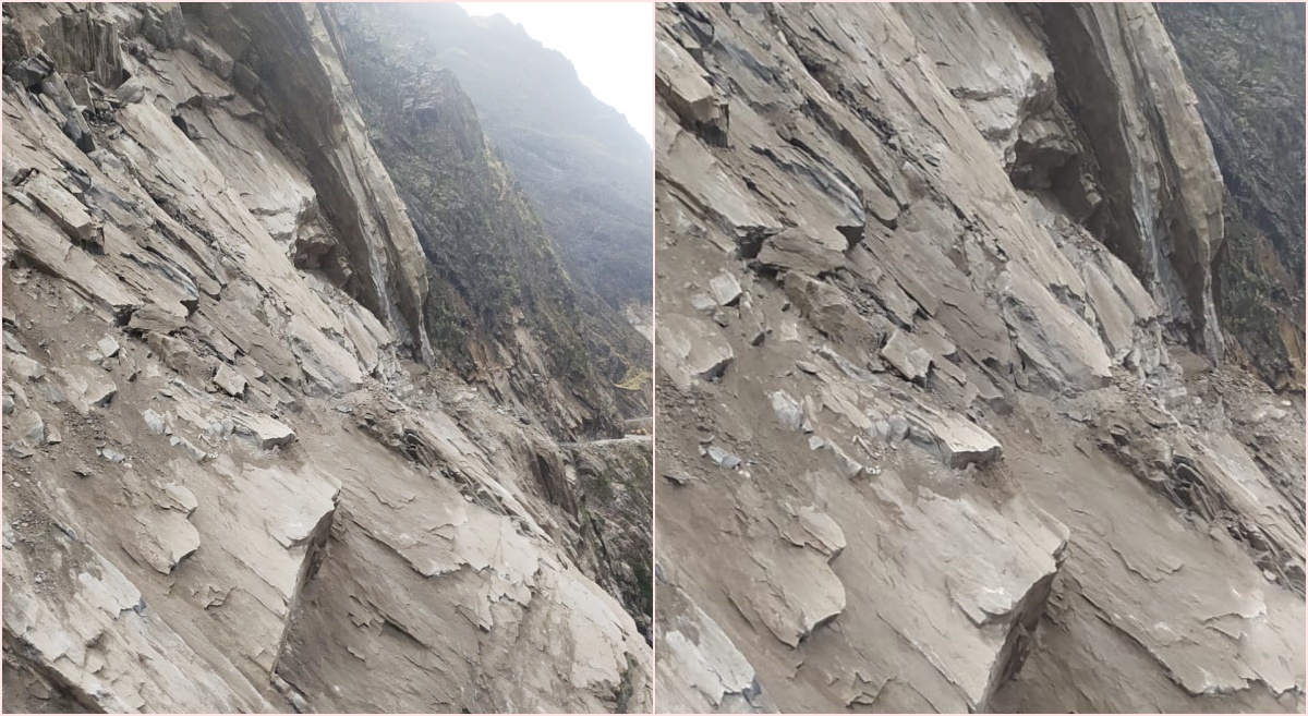 Landslide on adi kailash yatra road