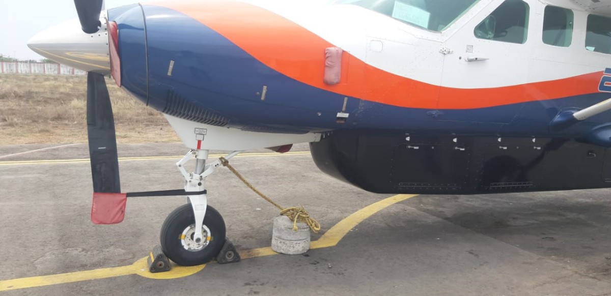 Aircraft tied at Surat airport