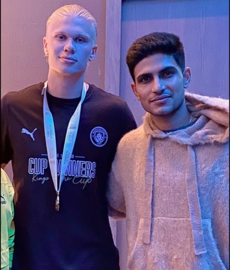 Shubman Gill and Norwegian footballer Erling Braut Haaland