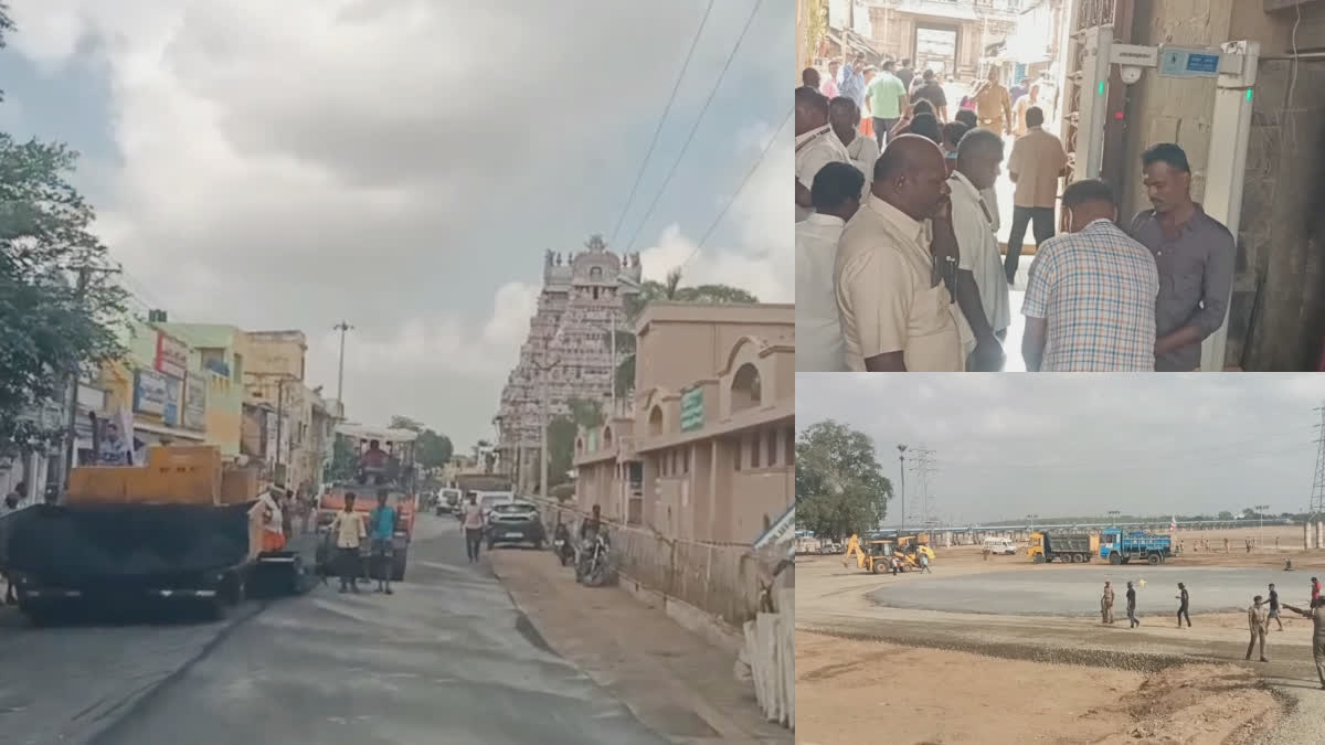 preparation work is intense in Trichy on the occasion of the Prime Minister visit srirangam