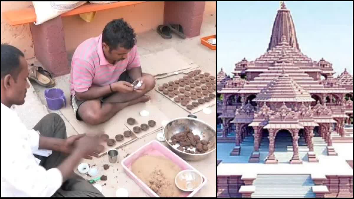 Hubballi VHP Goshala preparing Diya background of Ram Mandir consecration