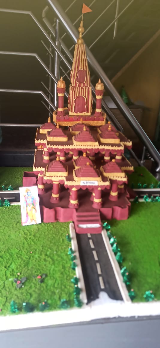 Artist From Haveri  Ram Mandir Themed Cake  ಕೇಕ್​ನಲ್ಲಿ ಅರಳಿದ ಶ್ರೀರಾಮಮಂದಿರ  ಶ್ರೀರಾಮಮಂದಿರ ಉದ್ಘಾಟನೆಗೆ ಕ್ಷಣಗಣನೆ