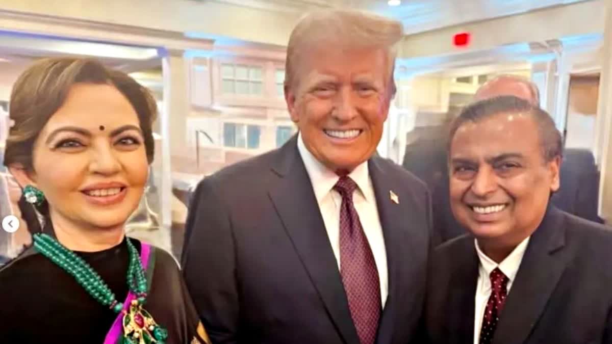 Mukesh Ambani and Nita Ambani with President Elect Donald Trump