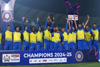 Karnataka won their record-extending 5th Vijay Hazare Trophy title after a superb 36-run win over Vidarbha in the final at the Kotambi Stadium in Vadodara.