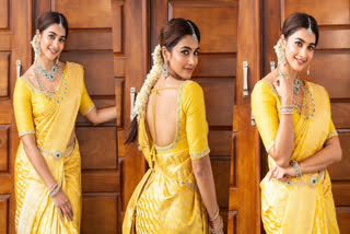 Pooja Hegde traditional look  Pooja Hegde in saree  Pooja Hegde photos  പൂജ ഹെഡ്‌ഡെ ഫോട്ടോകൾ  സാരിയിൽ തിളങ്ങി പൂജ ഹെഗ്‌ഡെ