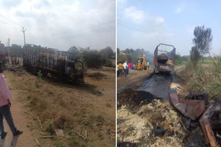 Truck hits electric wire