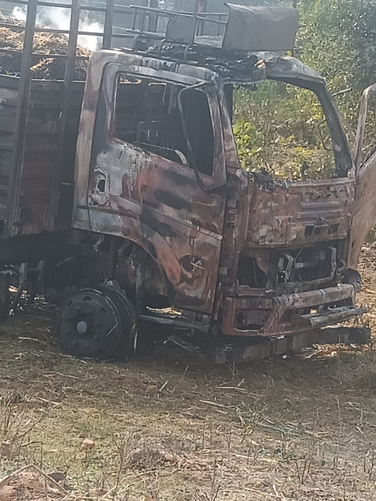 Truck hits electric wire