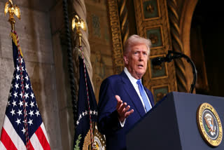 President Donald Trump speaks at Mar-a-Lago in Palm Beach, Fla., Tuesday, Feb. 18, 2025.