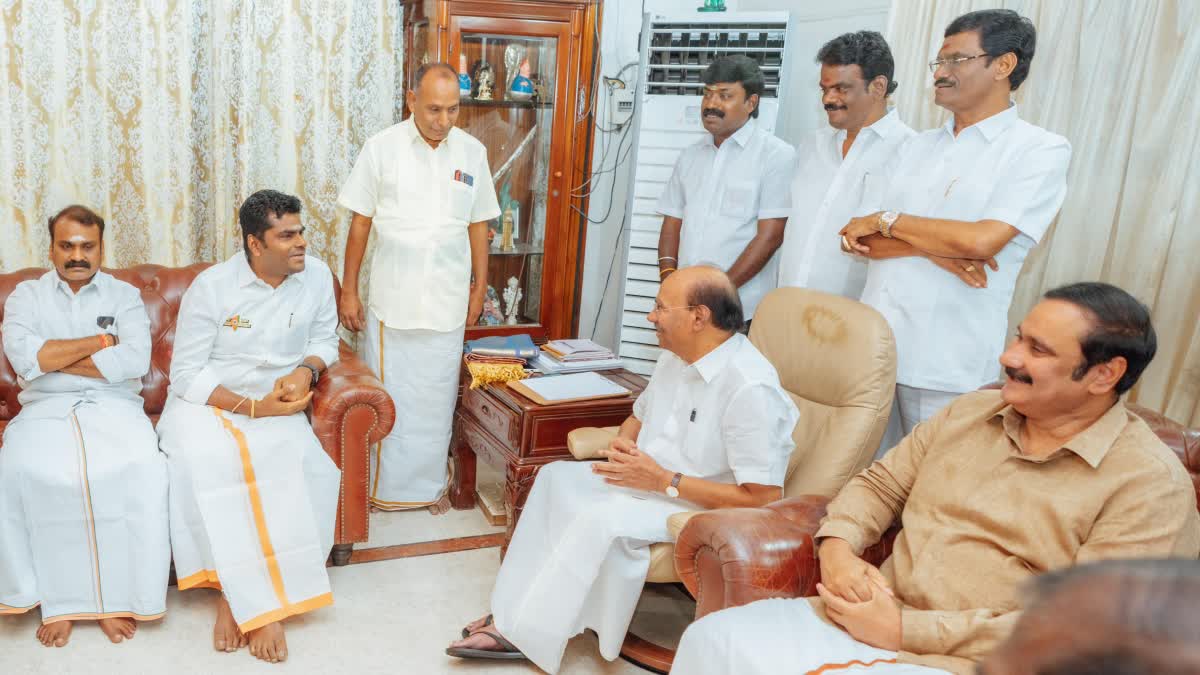 BJP & PMKs Anbumani Ramadoss sign seat sharing agreement for Lok Sabha election. (Photo - Social Media X @annamalai_k)