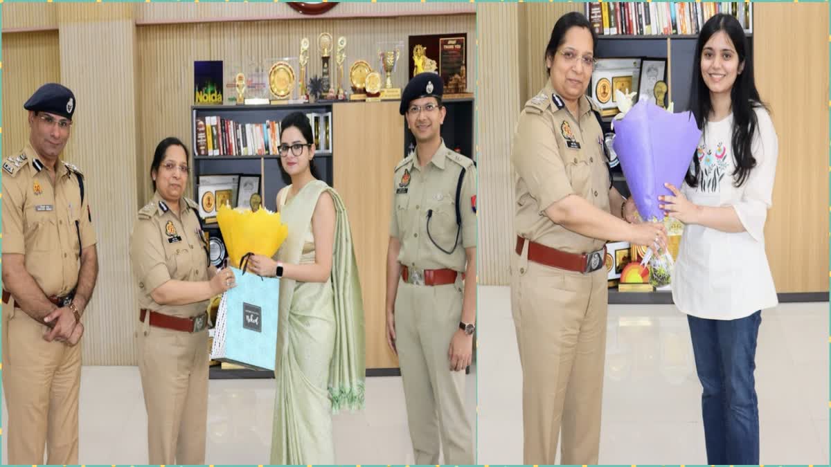 Commissioner Lakshmi Singh met and congratulated UPSC toppers Varda Khan and Shefali