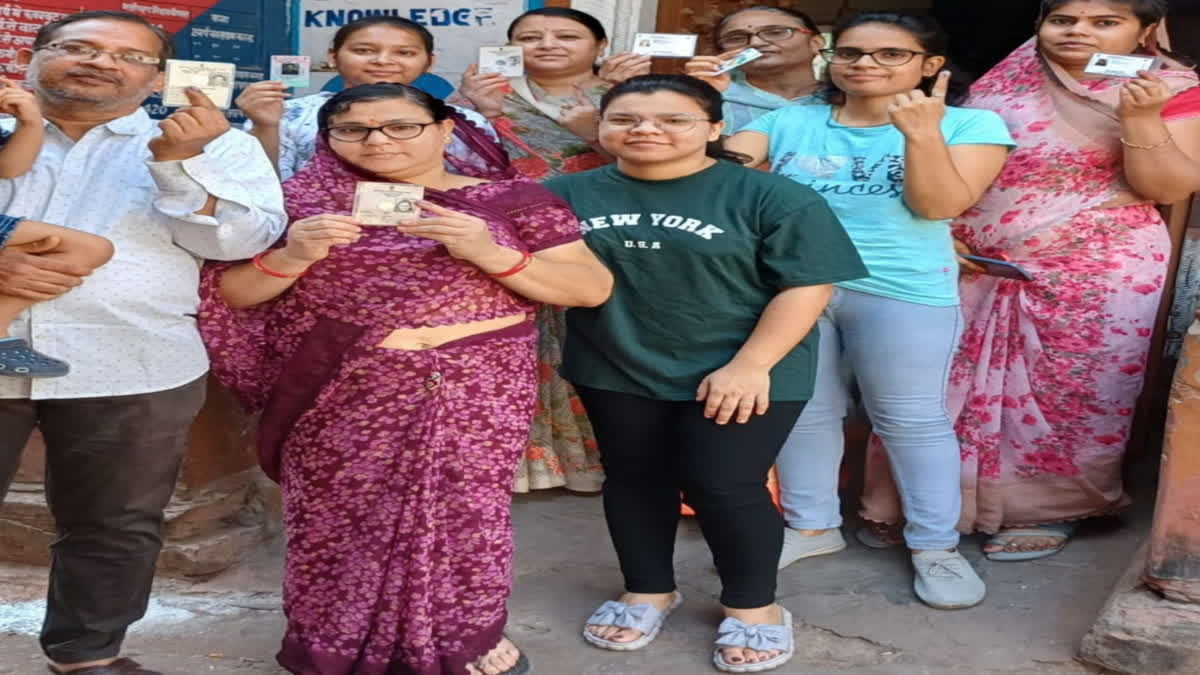 Voters came to vote at a booth in Karauli city