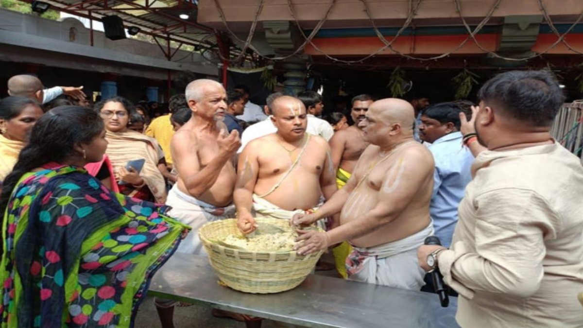 Temple priests distributed Prasad