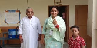 BJP candidate Priyanka Bailan casts her vote